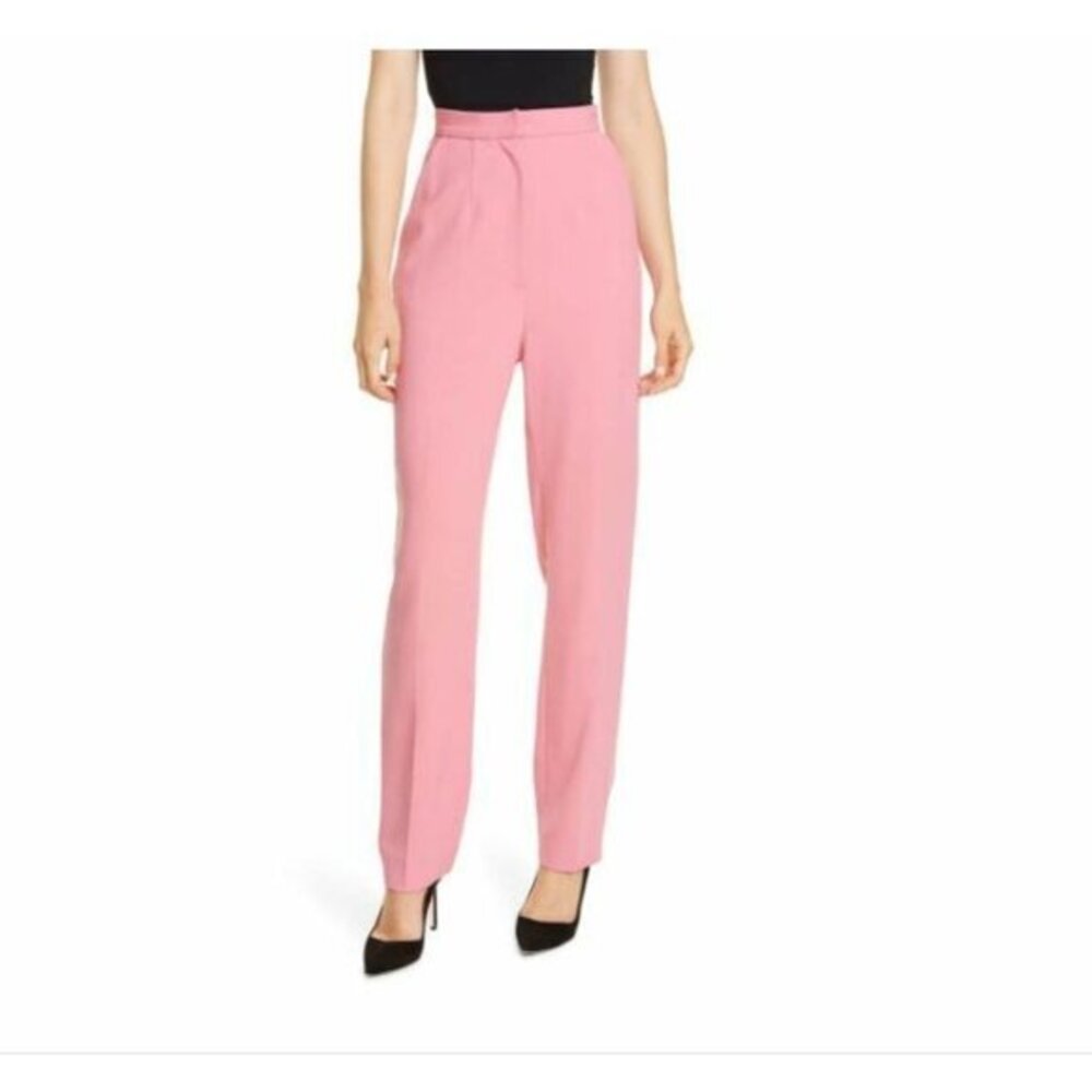 Saloni Pants Maxima Pink Rose High Rise Dress Pants Straight Leg Sz 8 New $395